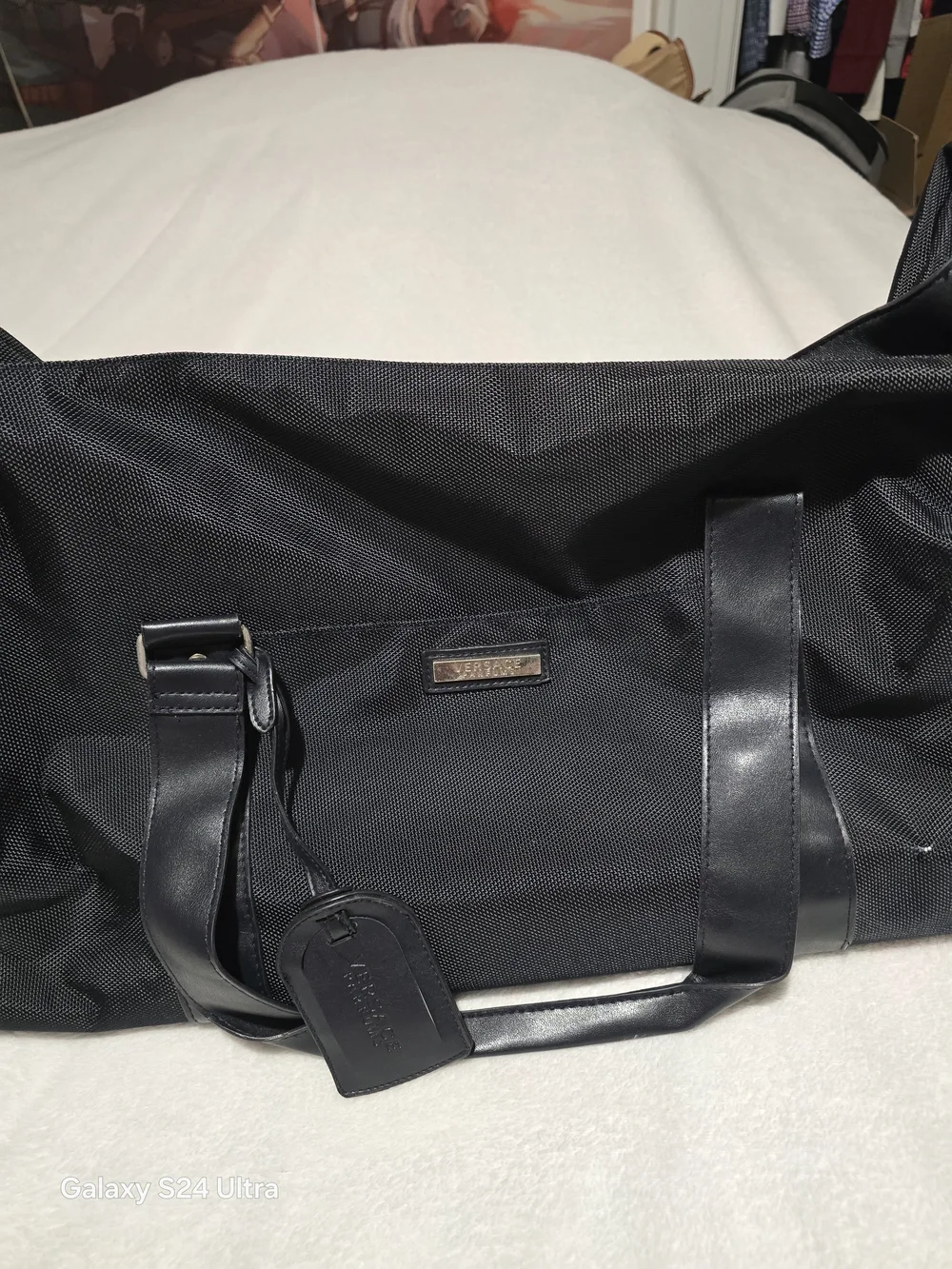 Versace Black Travel Duffel Bag for Men